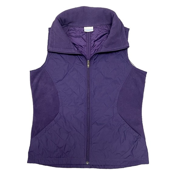 Columbia Vest Womens Medium Purple Fleece Quilted Full Zip Sleeveless Pockets - Picture 1 of 10